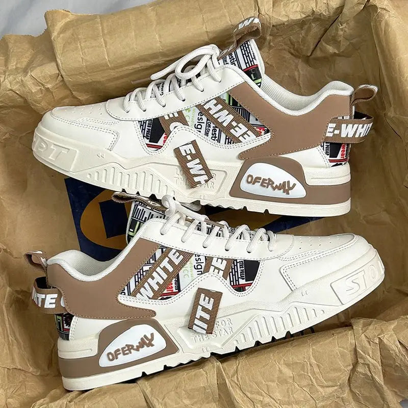 Baskets en cuir décontractées et tendance, nouvelles chaussures de skateboard pour hommes, chaussures de sport d'extérieur pour la course, la randonnée et le tennis, chaussures de luxe à plateforme