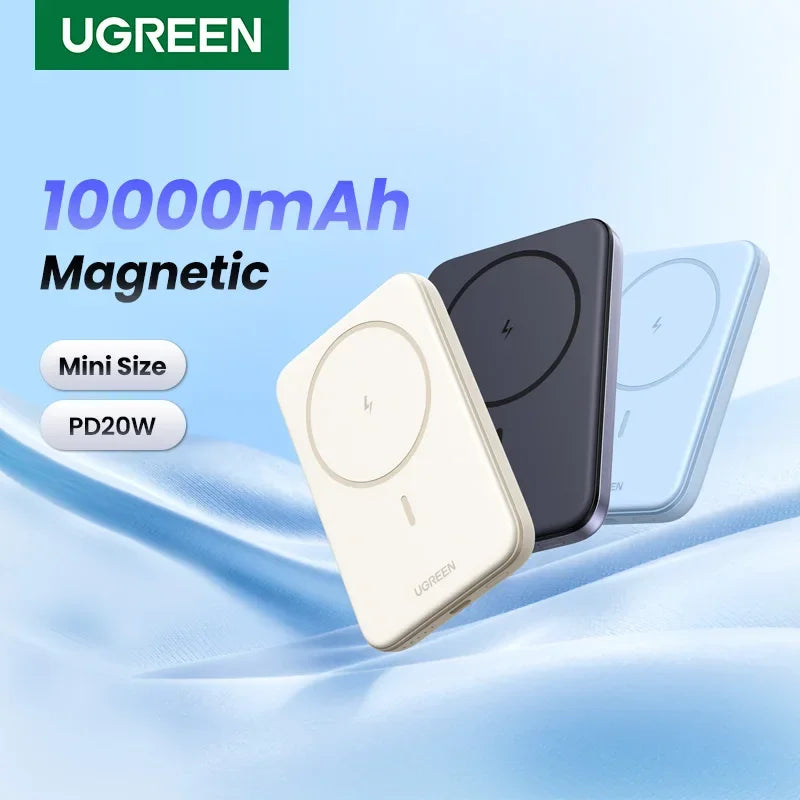 Batterie externe magnétique UGREEN PD20W 10 000 mAh, charge rapide sans fil, compatible MagSafe pour iPhone 17, 15 Pro Max et 16 Pro.